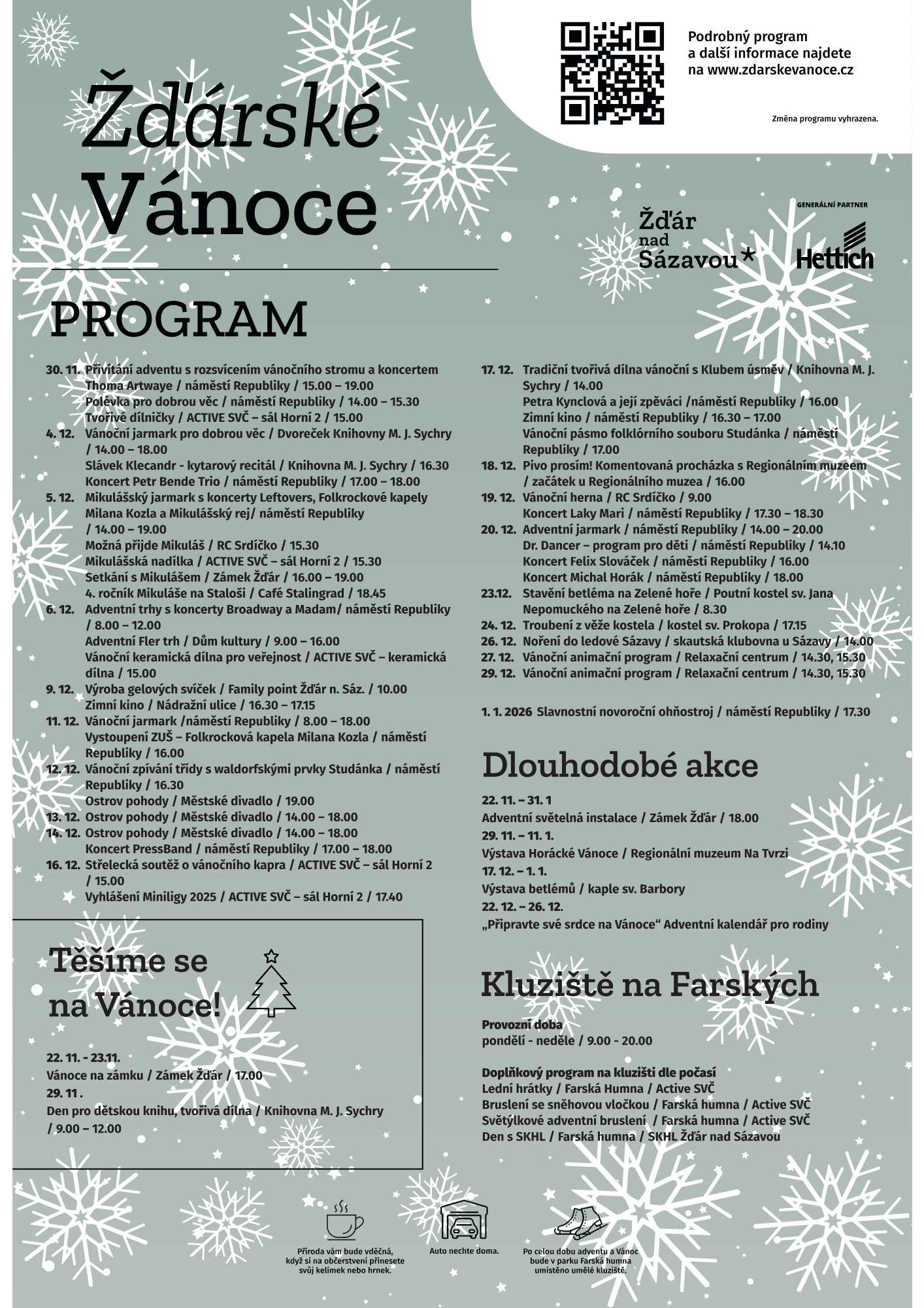 Žďárské Vánoce 2026 - adventní program ve Žďáře nad Sázavou